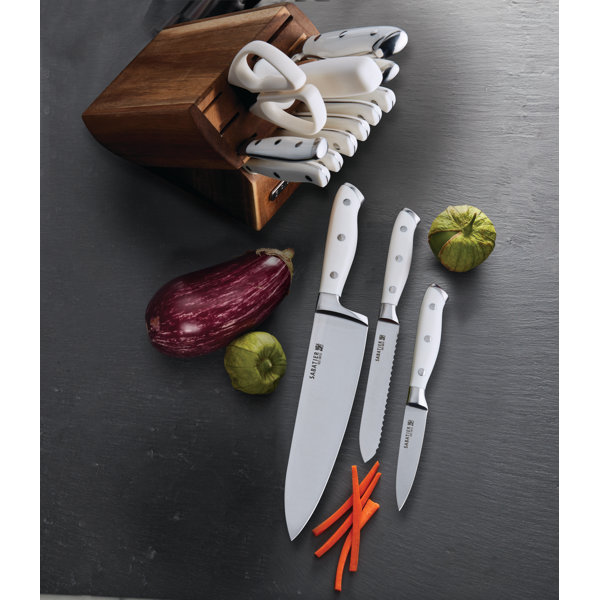 Sabatier Triple Rivet Knife Block Set, 15Piece, White & Reviews